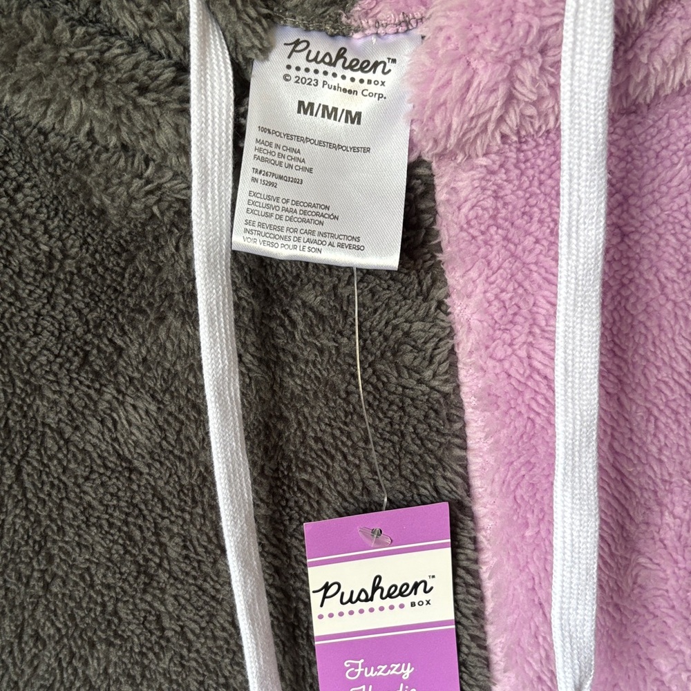 NWT Lush Fuzzy Hoodie - Gray and Purple - Picture 2 of 6